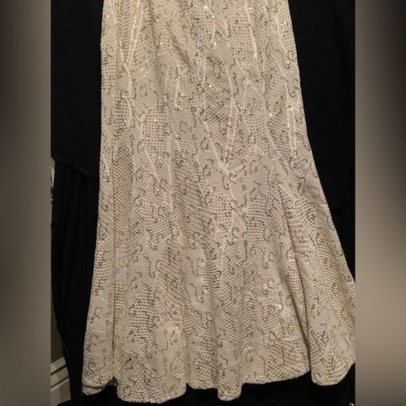 Bailey Blue Strapless Cream Gold Sequin Mermaid Maxi Dress. XL. Wedding. Prom. - Picture 6 of 12